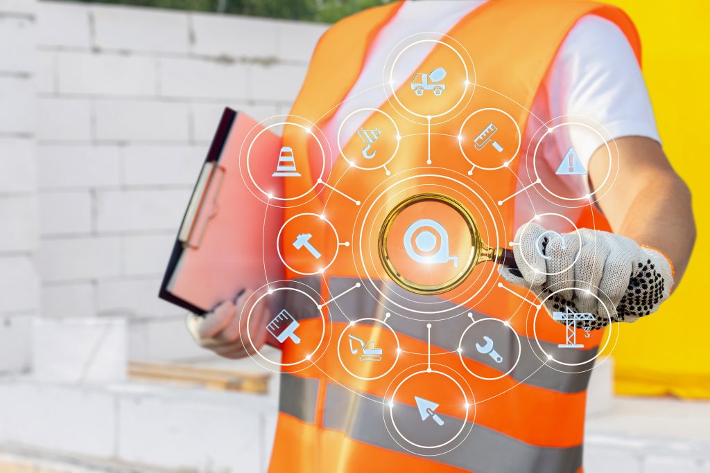 The concept of construction control at a construction site.